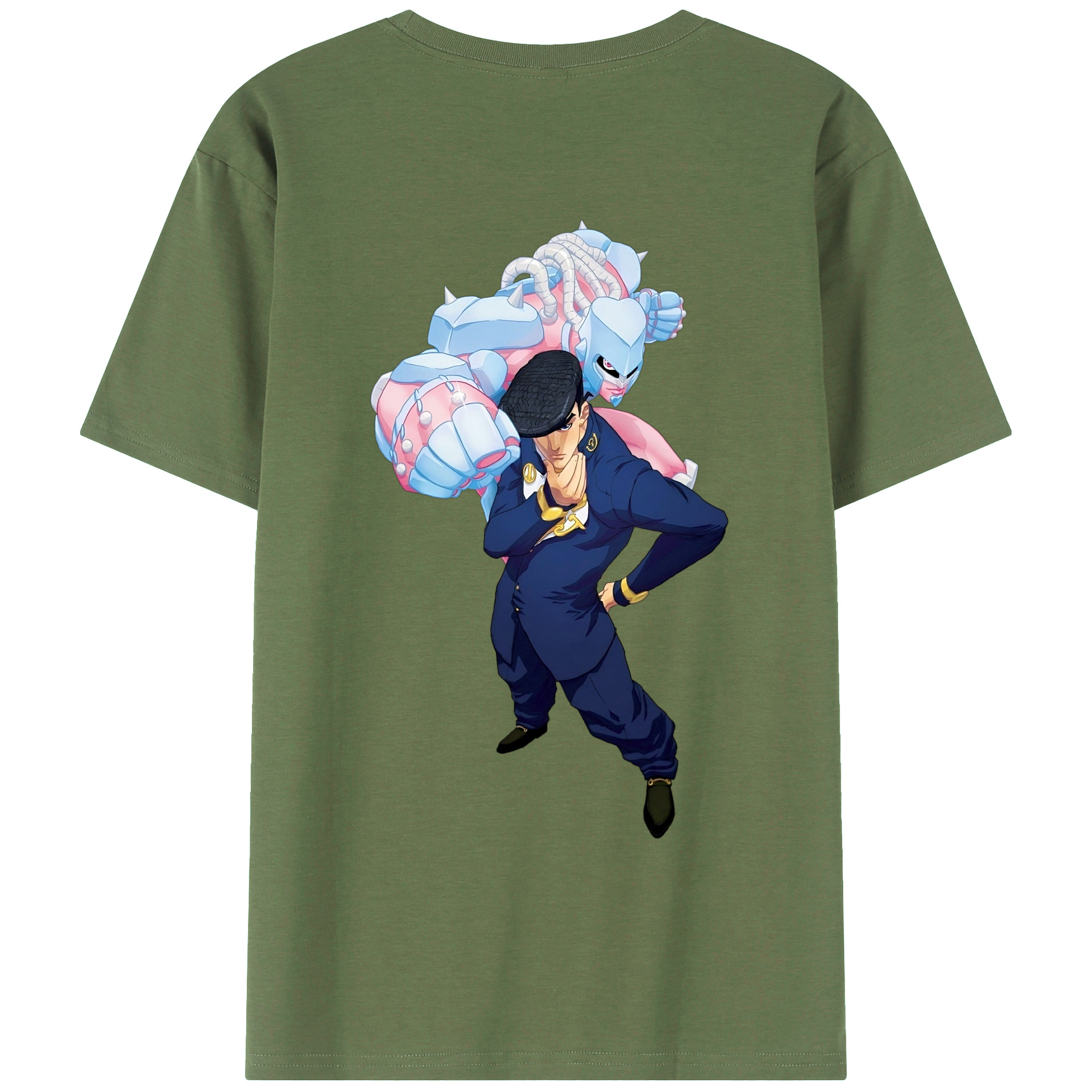 （画像用） ジョジョの奇妙な冒険 ひがしかた じょうすけ JoJo's Bizarre Adventure Higashikata Josuke 綿100％ メンズ半袖Tシャツ（バックプリント） 通気性